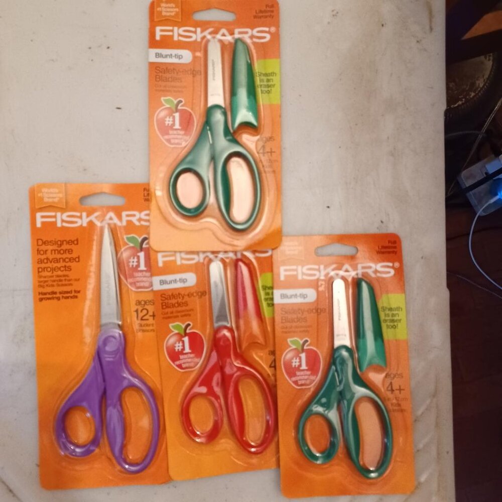 4 Fiskars Scissors Regular & Blunt Tip